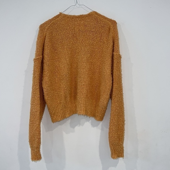 Free People Goldy Theo V Neck Slouchy Dropped Shoulder Fuzzy sweater size Small - Picture 10 of 17